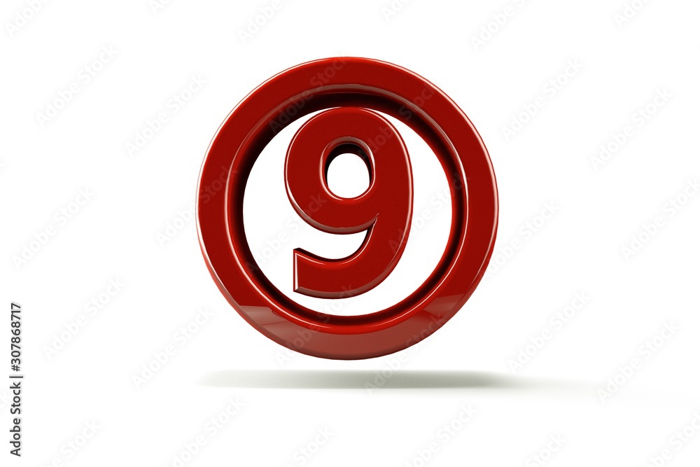 3D number with white background,number 9 3D number with white background,number 9