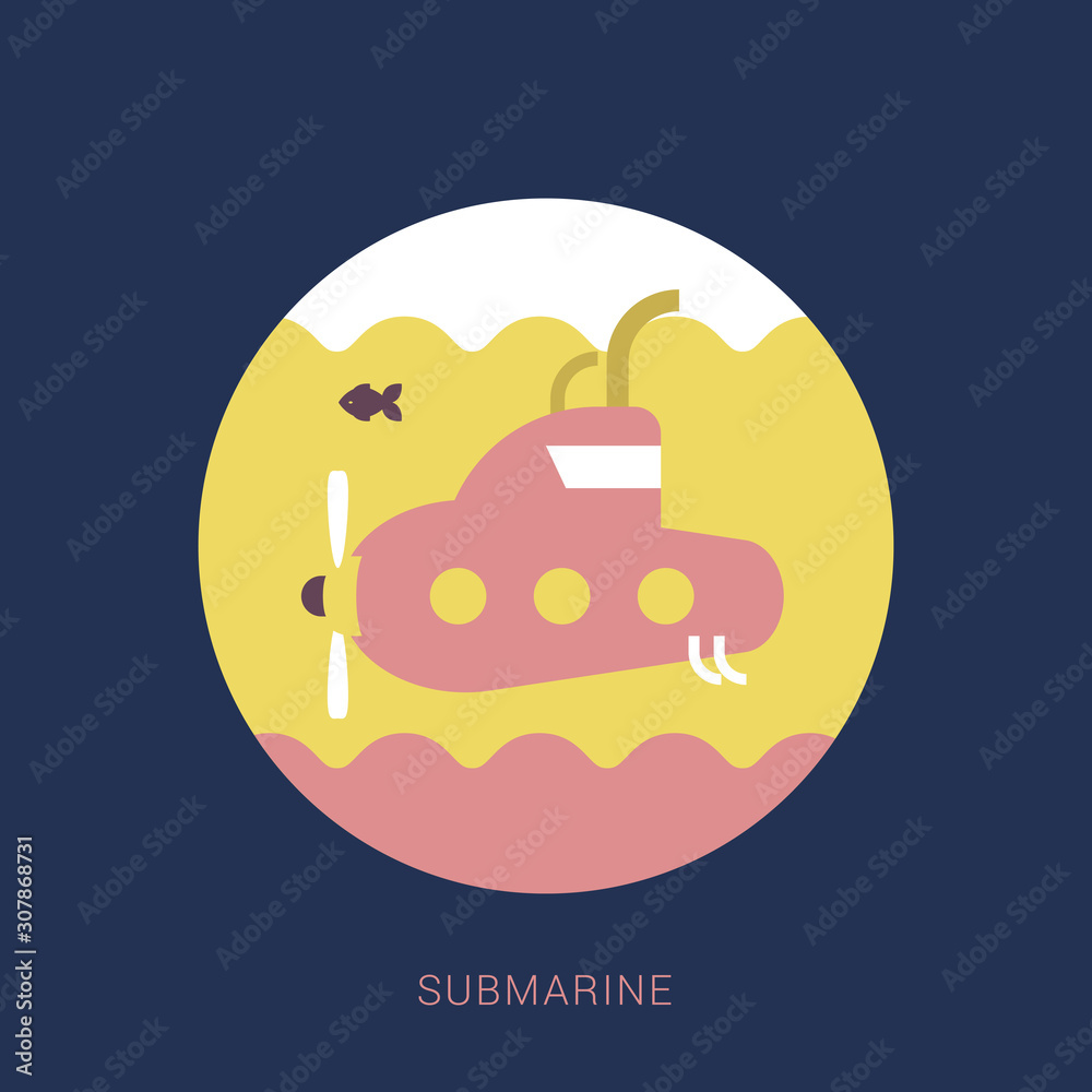 Fototapeta premium Submarine icon. flat illustration of submarine vector icon. Minimal flat icon