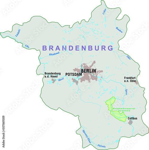 Map of the Spreewald nature reserve - Brandenburg