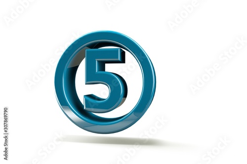 3D number with white background,number 5