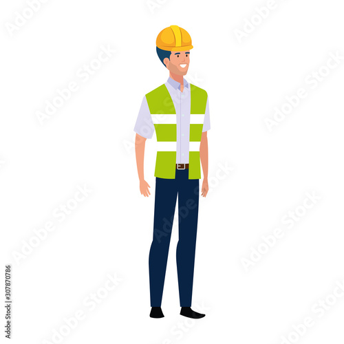 Builder man design, Construction work repair reconstruction industry build and project theme Vector illustration