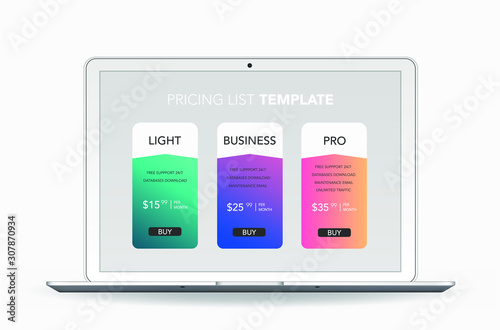 Infographic template with laptop. Business step options, banner, web design. Vector illustration.