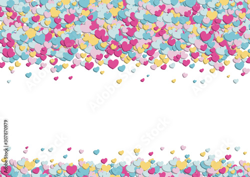colorful heart shaped paper punch confetti valentine s day greetings card post template frame kids background illustration
