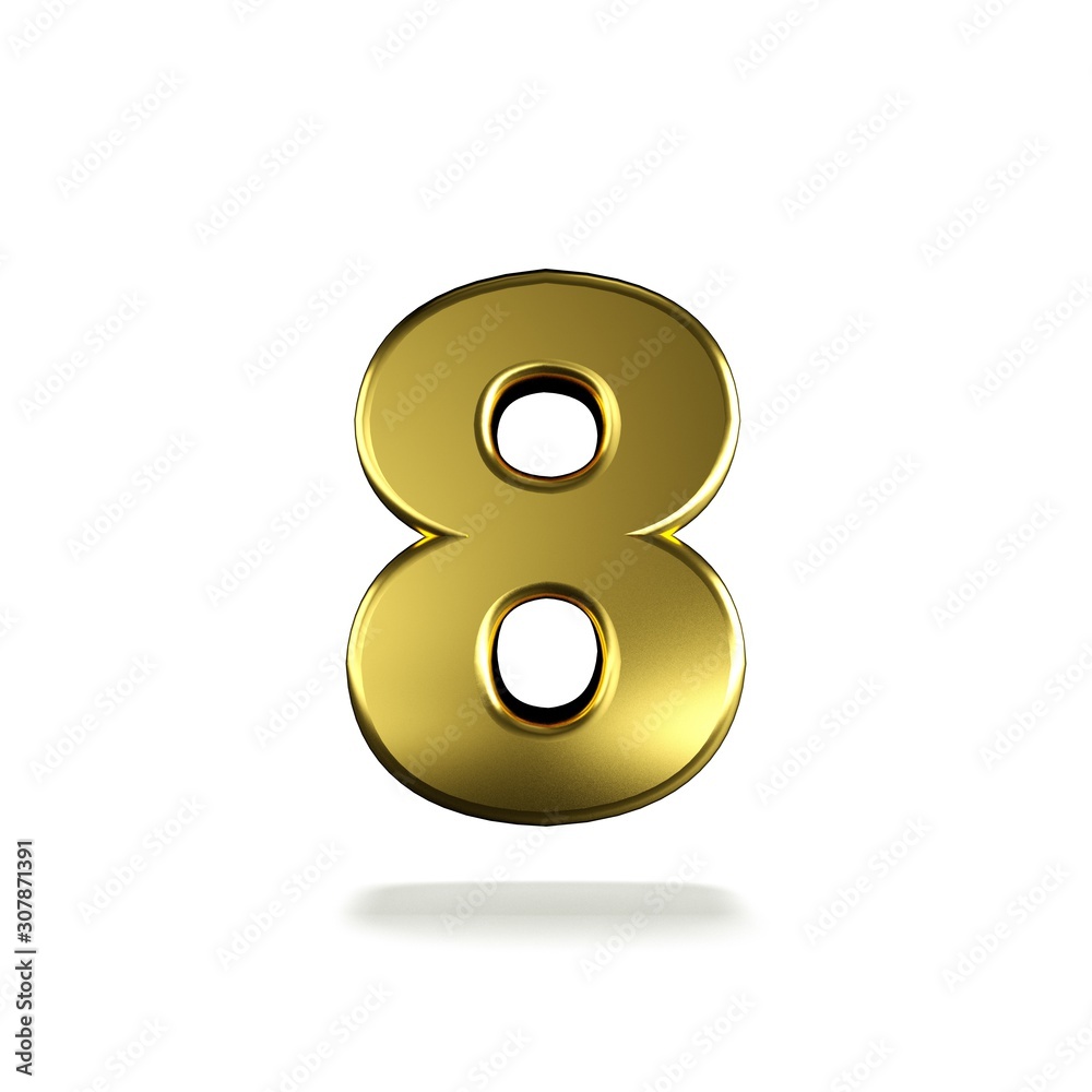 3D number with white background,number 8 3D number with white background,number 8