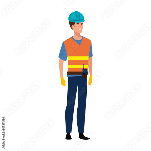 Builder man design, Construction work repair reconstruction industry build and project theme Vector illustration