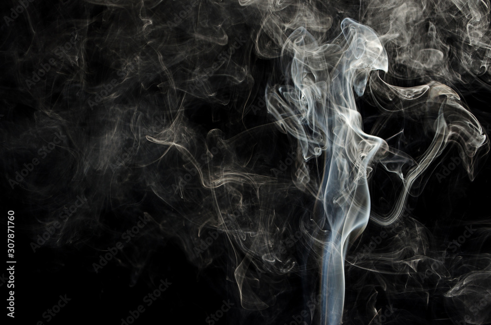 movement  white smoke on a black background