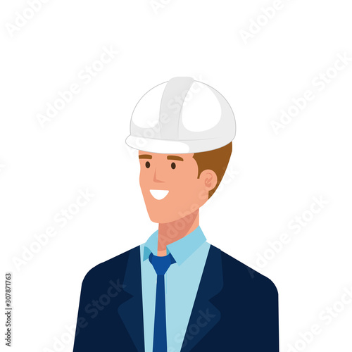 Architect man design, Construction work repair reconstruction industry build and project theme Vector illustration