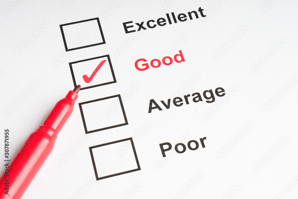 Tick Good for performance checklist with pen Tick Good for performance checklist with pen