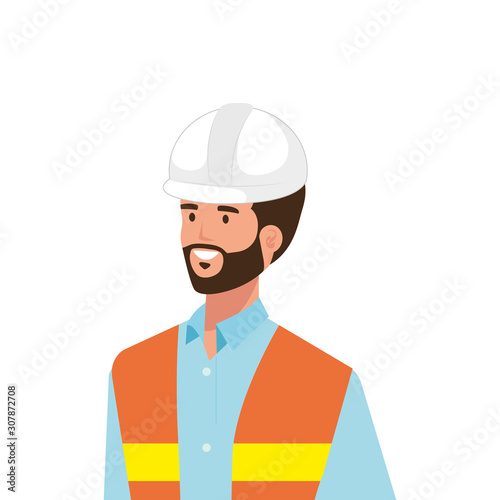 Architect man design, Construction work repair reconstruction industry build and project theme Vector illustration