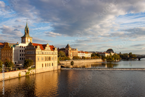 Bedrich Smetana Museum and embankment across the Vltava River in Prague