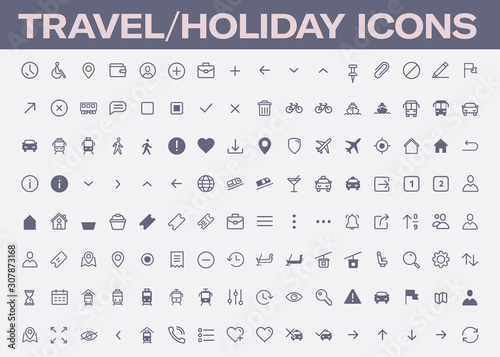 Travel, Holiday icons. Simple, minimalistic isolated icon set, vector flat icons 