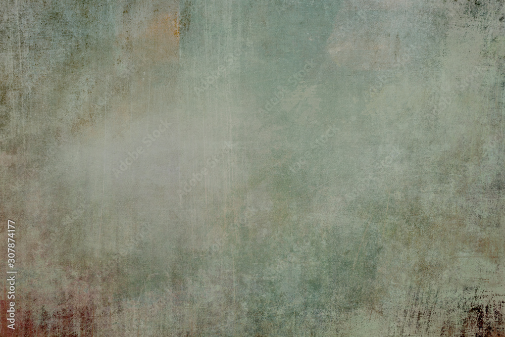 Fototapeta premium Old green grungy canvas backdrop