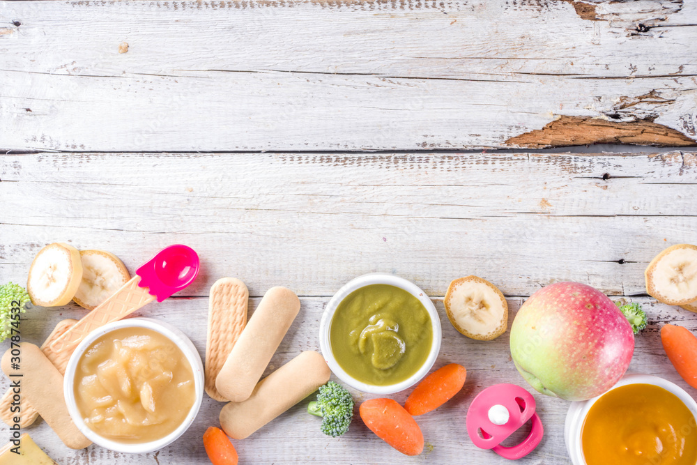 Colorful baby food puree Stock Photo | Adobe Stock