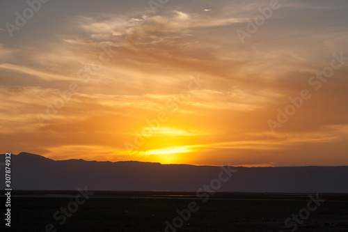 Sunset at Lake Manyara, Tanzania landscape, Africa © elleonzebon