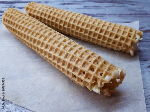  close-up of fresh, tasty, sweet dessert on a wooden surface