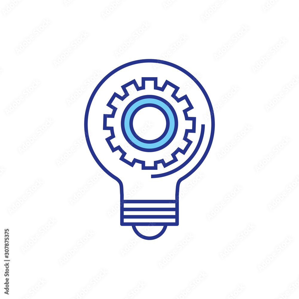 Gear inside light bulb design, construction work repair machine part technology industry and technical theme Vector illustration Gear inside light bulb design, construction work repair machine part technology industry and technical theme Vector illustration