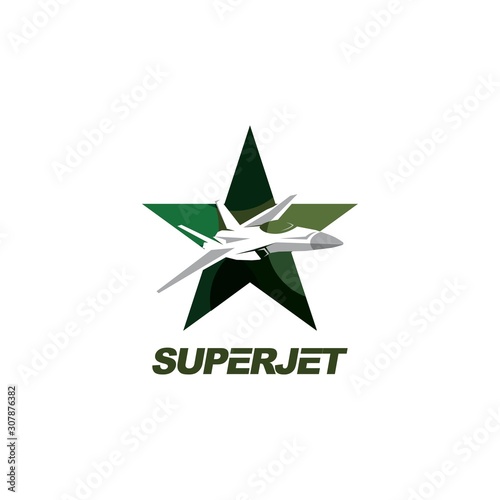 Jet symbol logo design vector template.Star and Jet icon