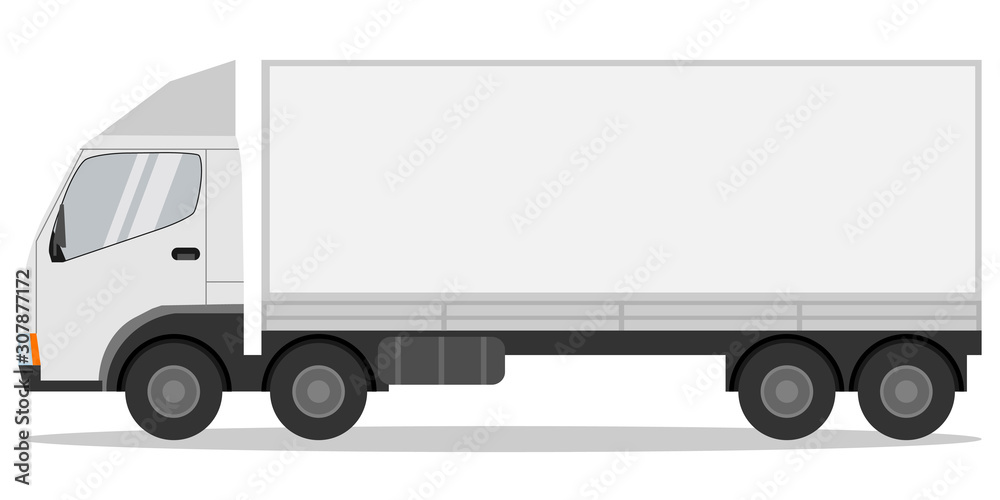 Truck, realistic truck length on white background with shadow. Vector illustration Truck, realistic truck length on white background with shadow. Vector illustration