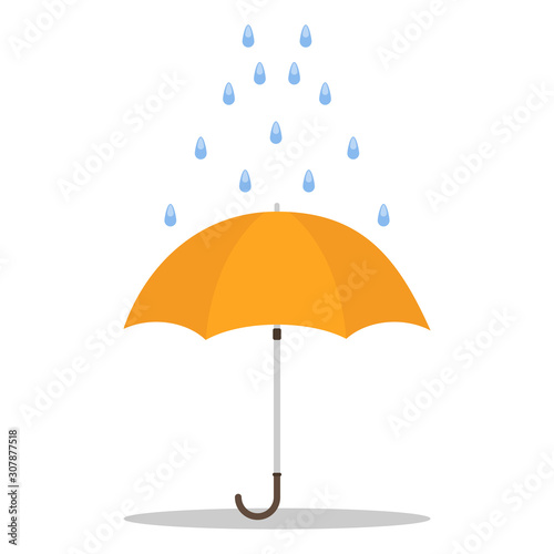 Umbrella, rain dripping on the umbrella. Vector illustration of an umbrella.