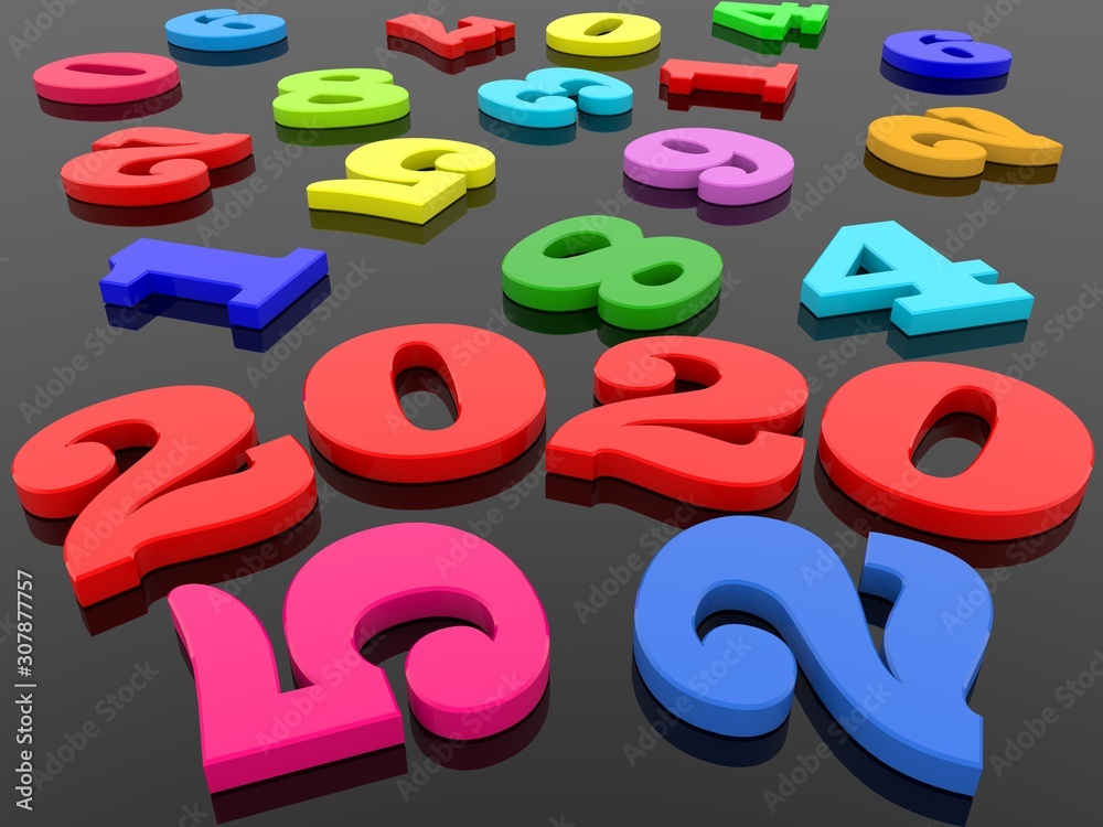 2020 concept between numbers on a black background 2020 concept between numbers on a black background