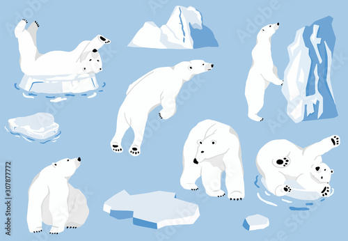 Simple white bear character.Vector illustration character doodle cartoon