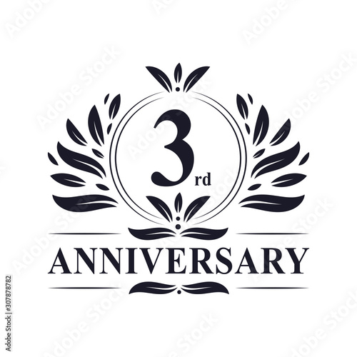 3rd Anniversary celebration, luxurious 3 years Anniversary logo design.