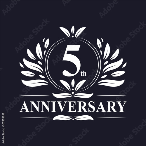 5th Anniversary celebration, luxurious 5 years Anniversary logo design.
