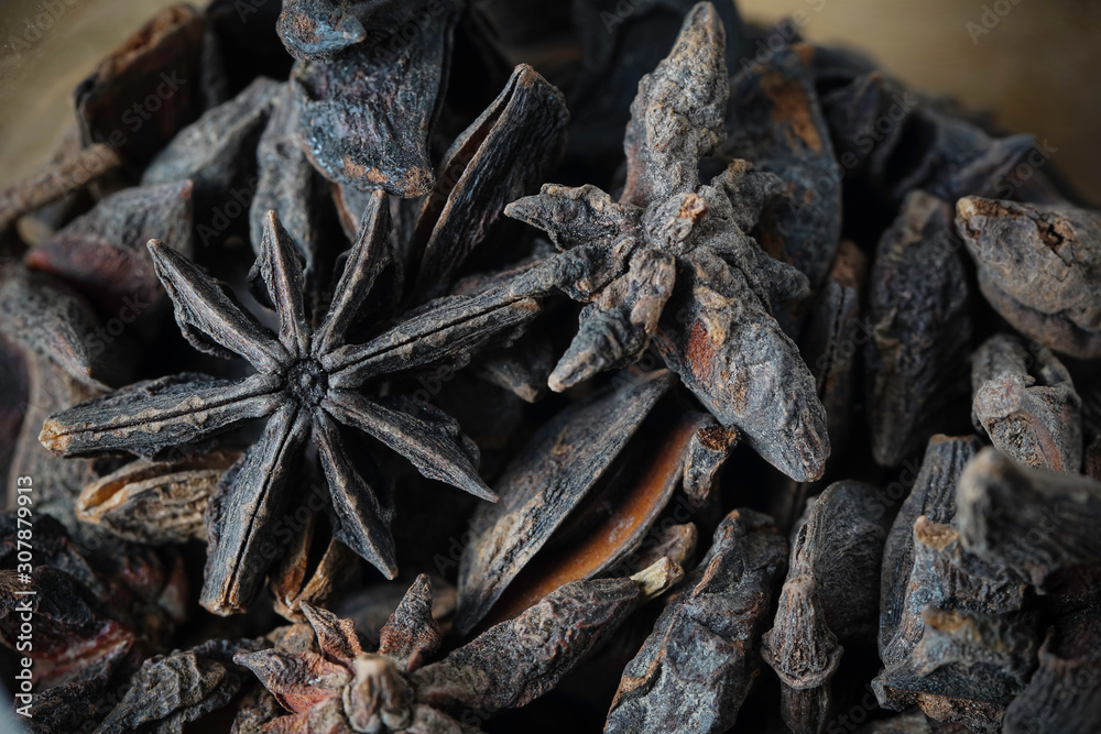Spices image of cinnamon, star anise, clove Spices image of cinnamon, star anise, clove
