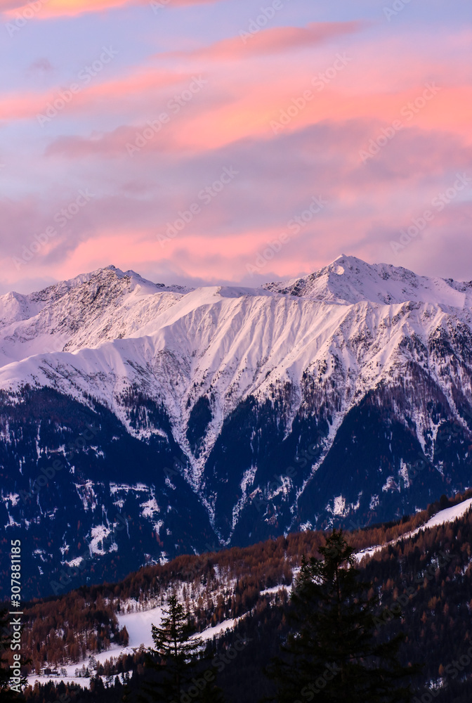 Sunset on the Austrian alps
