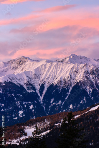 Sunset on the Austrian alps