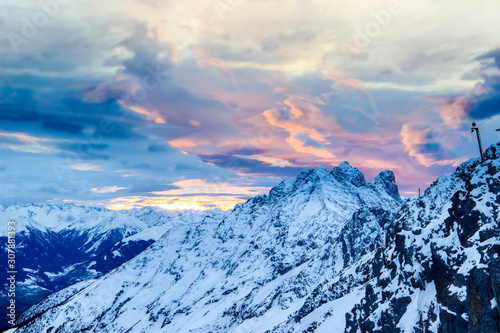 Sunset on the Austrian alps