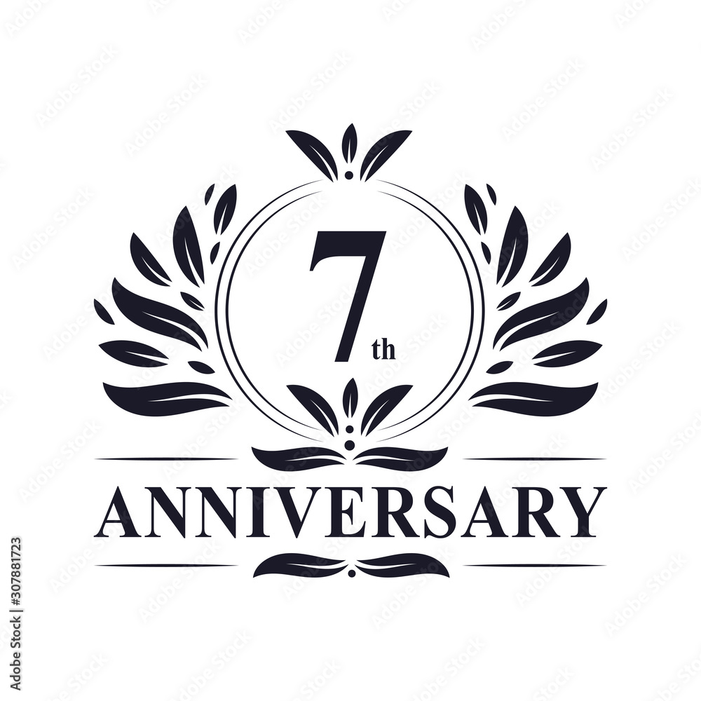 7th Anniversary celebration, luxurious 7 years Anniversary logo design. 7th Anniversary celebration, luxurious 7 years Anniversary logo design.
