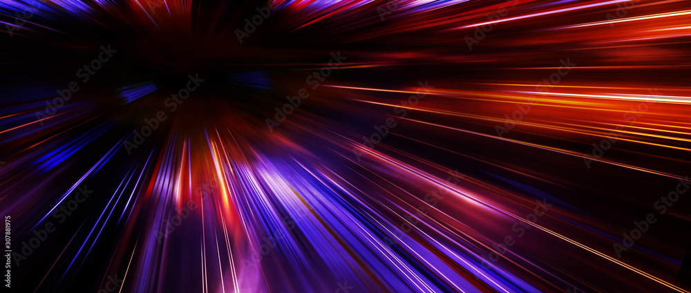 Panoramic high speed moving fast light technology concept, light abstract background