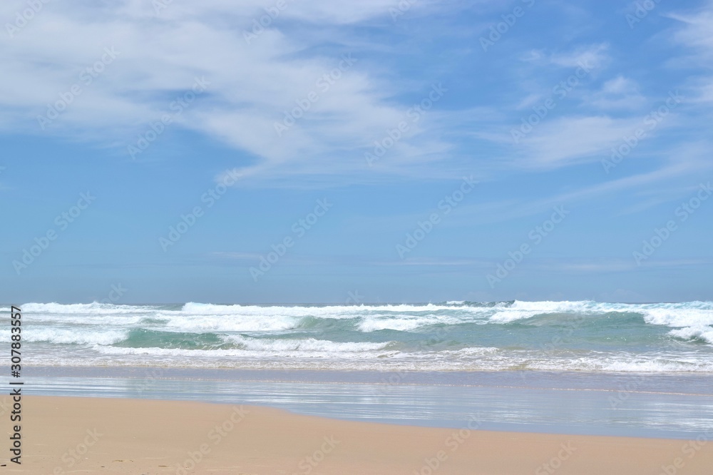 Gorgeous sandy beach and waves in Gold Coast Australia.