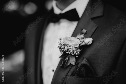Groom wearing a boutonniere