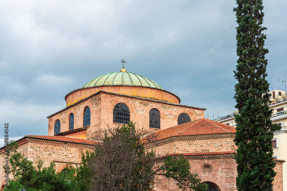 THESSALONIKI, GREECE - November 30, 2019: Cathedral Church of Hagia Sophia of Thessalonica, Greece