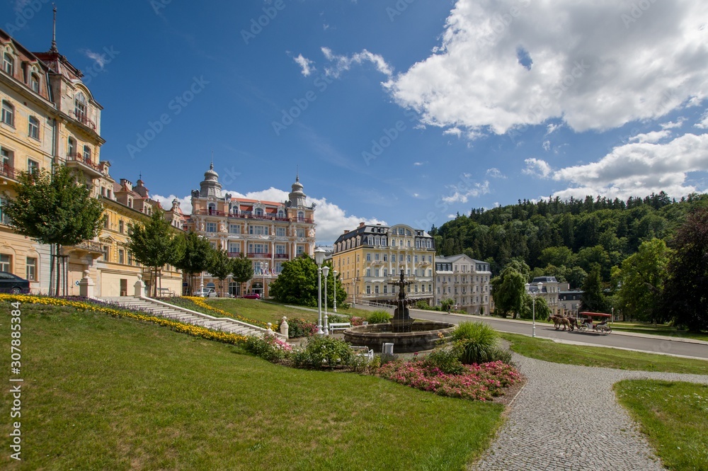 Obraz premium Goethe square - great czech spa resort Marianske Lazne (Marienbad) - west part of Czech Republic (district Karlovy Vary)