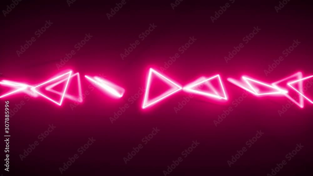 Abstract 3D neon triangle line animation rotating on dark background with reflection. 4k Seamless loop footage. Abstract 3D neon triangle line animation rotating on dark background with reflection. 4k Seamless loop footage.