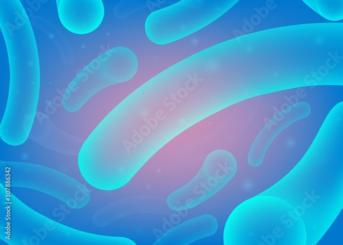 Microscopic blue probiotic bacteria background - vector illustration.