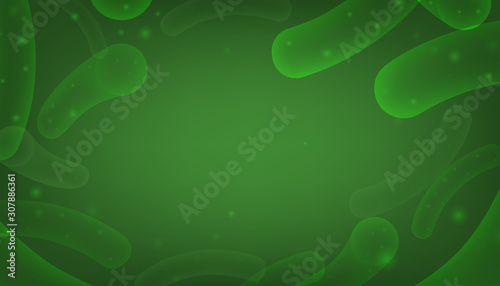 Probiotics bacteria realistic banner with microorganisms vector illustration.
