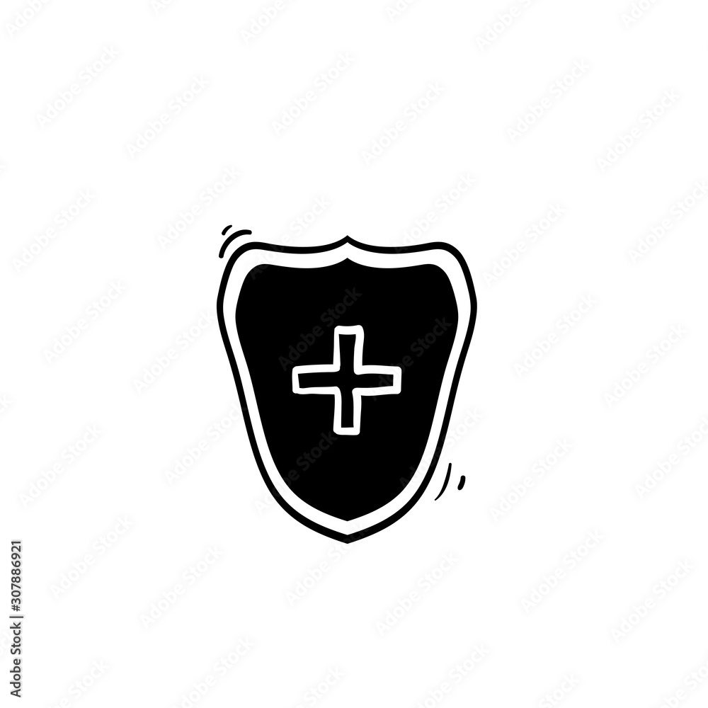 simple Medical Shield Icon illustration with hand drawn doodle illustration vector isolated background simple Medical Shield Icon illustration with hand drawn doodle illustration vector isolated background