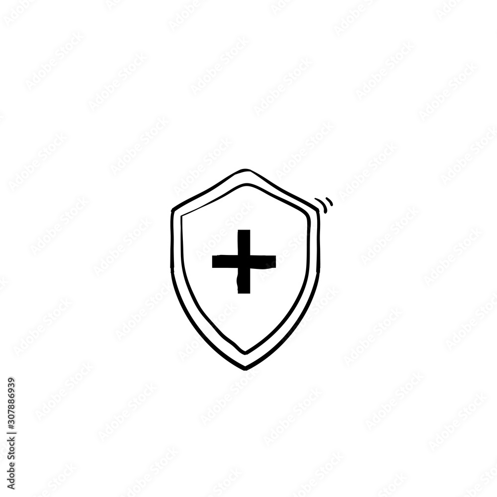 simple Medical Shield Icon illustration with hand drawn doodle illustration vector isolated background simple Medical Shield Icon illustration with hand drawn doodle illustration vector isolated background