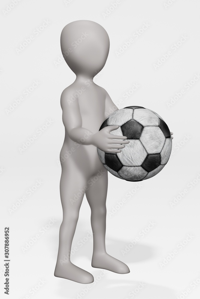 3D Render of Cartoon Character with Football 3D Render of Cartoon Character with Football