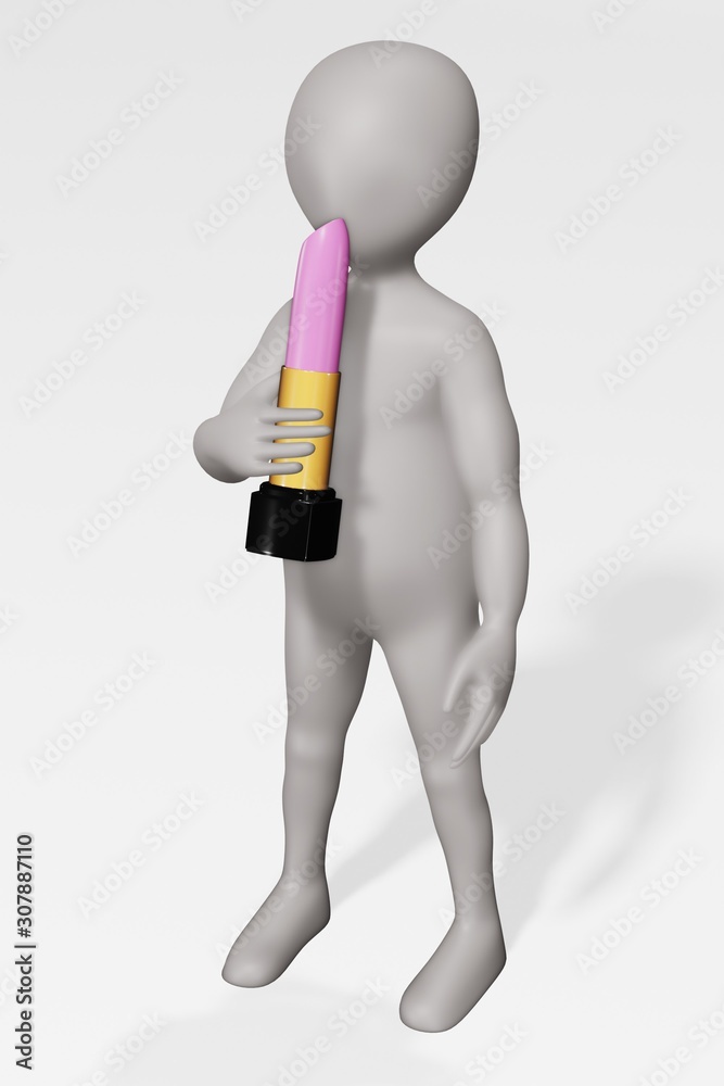 3D Render of Cartoon Character with Lipstick 3D Render of Cartoon Character with Lipstick