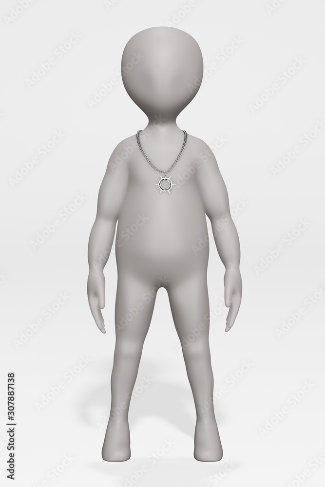 3D Render of Cartoon Character with Necklace 3D Render of Cartoon Character with Necklace