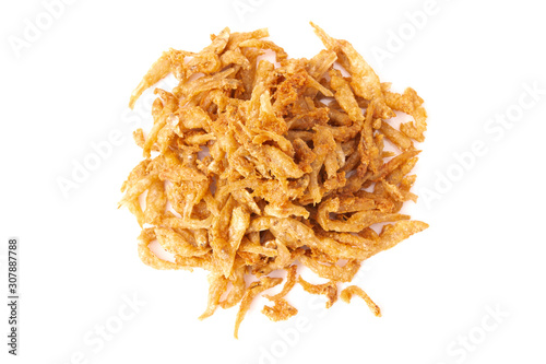 Little fried fish is crispy isolated on a white background.