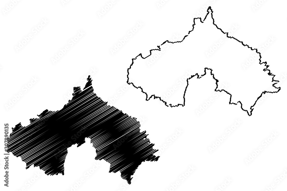 Koprivnica-Krizevci County (Counties of Croatia, Republic of Croatia) map vector illustration, scribble sketch Koprivnica Krizevci map