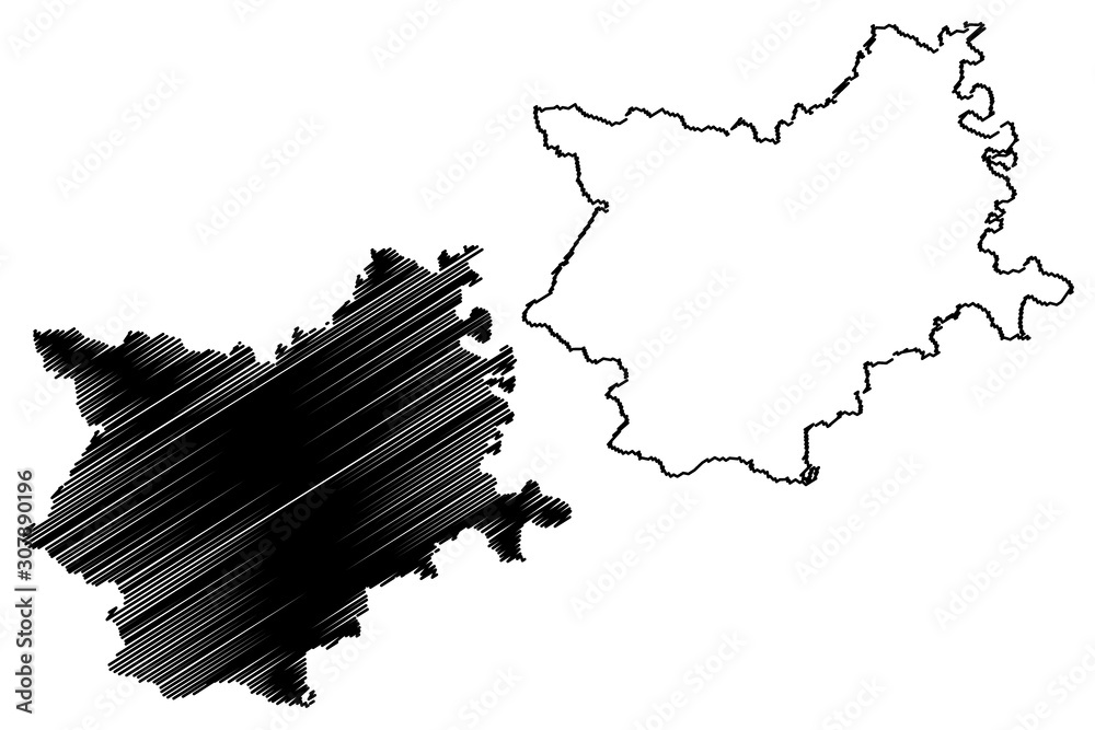 Osijek-Baranja County (Counties of Croatia, Republic of Croatia) map vector illustration, scribble sketch Osijek Baranja map
