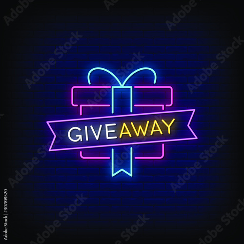 Giveaway Neon Signs Style Text Vector