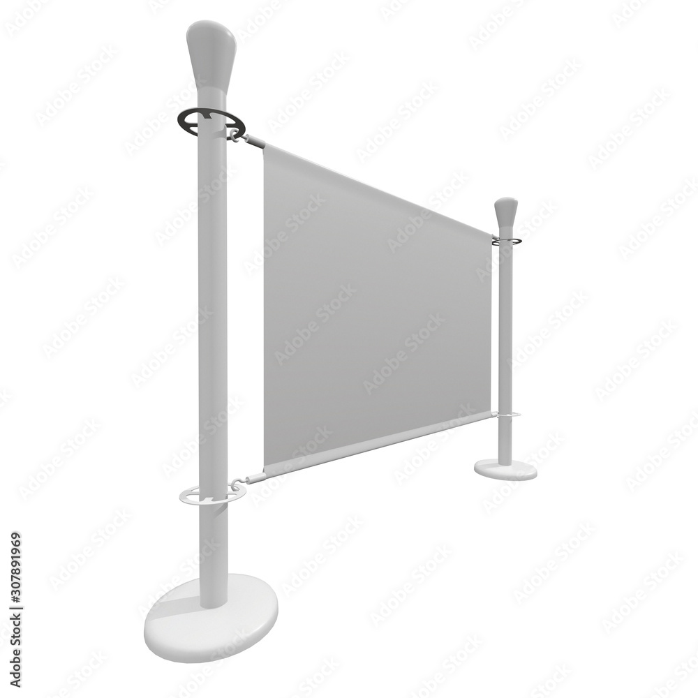 Obraz premium Blank Banner Stand. Trade show booth white and blank. 3d render isolated on white background. High Resolution Template for your design.